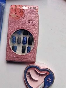 Fake Nails &amp; Eyelashes &amp; Nail polish Bundle