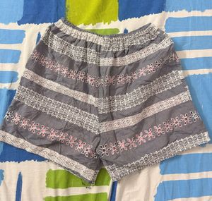 Embroidered Grey Shorts