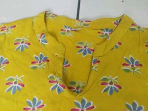 Yellow Floral Print Kurta