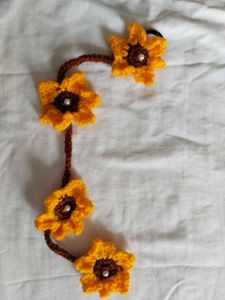 Crocheted Sunflower Hair Tie