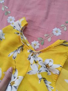 Yellow Floral Cold Shoulder Dress