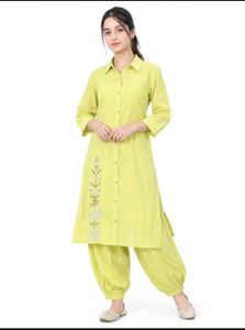 Lime Green Kurta & Dhoti Pants Set