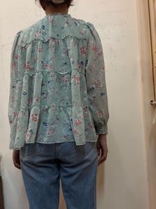 Floral Ruffle Tiered Blouse