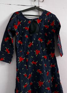 Dark Floral Print Gown with leggings