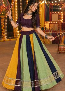 Colorful Striped Ethnic chaniya choli 💚🤎💙💛