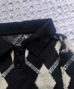 Argyle Knit Polo Sweater