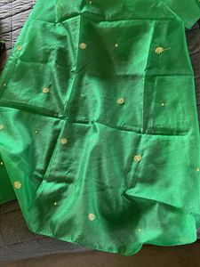 Vibrant Green Brocade Print  Ghagra oodna