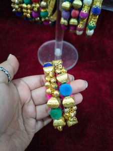 Colorful Beaded thread Bangles Set
