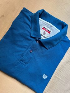 Men Polo Collar Slim fit T-shirt, Teal Blue, L/40