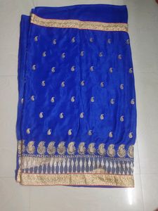 Blue Colour Saree With Blouse