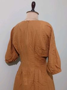 Vintage Style Brown Midi Dress