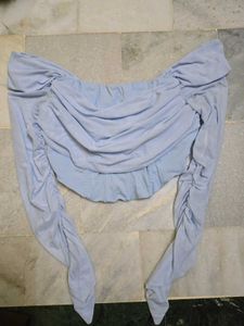 (Limited time offer⚠️) Blue Ruched Sleeve top