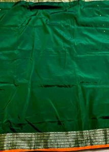 Dark green pure silk saree