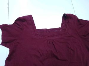 Maroon Square Neck Top