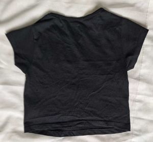 Crop Top Combo:  Graphic Tee + Plain Red Cro