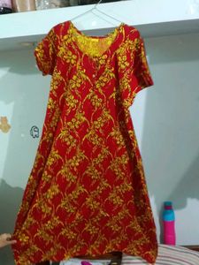 Red yellow Floral Print nighty