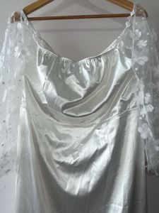 Off-Shoulder White Floral Wedding gown (SHEIN)