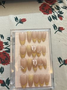 French Tip Press-On Nails with Bows