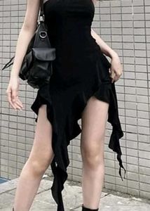Gothic Black Ruffle Dress