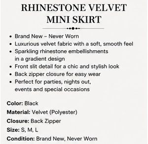 Black Rhinestone Velvet Mini Skirt