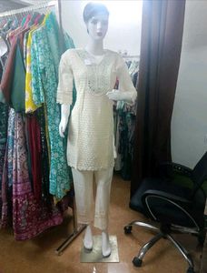 Elegant White Chikankari Kurta Set