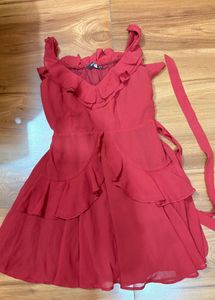 Chic Red Ruffle Dress