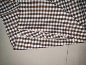Gingham checkered wide leg pant trouser