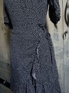 Navy Polka Dot Wrap Dress