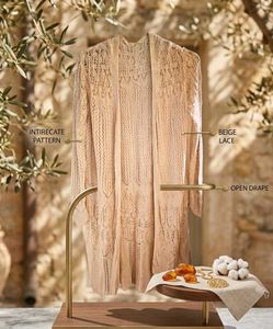 Beige Crochet Long Shrug / Cardigan Only