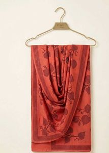 Elegant red Saree with Leaf Print