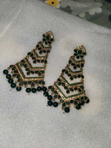 Green Colour Long Earrings