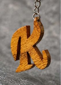 Wooden alphabet 'K' Keychain