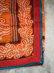 Orange Printed Saree with Blouse