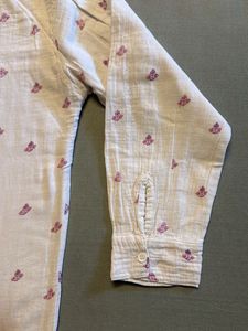 Cream Colored Printed Casual Shirt