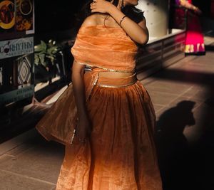Elegant Orange organza Lehenga Choli