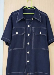 Navy Blue Button-Up Shirt