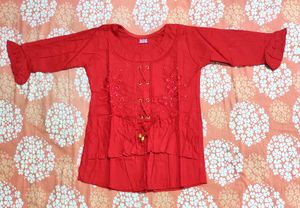 Cute Red Baby Dress with Flower Detail