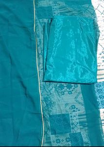 Beautiful Teal Suit Set with Golden Embroidery