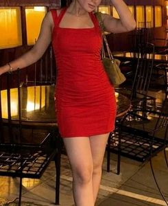 H&amp;M Red Ruched Bodycon Dress