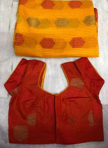 Vibrant Yellow &amp; Red Saree