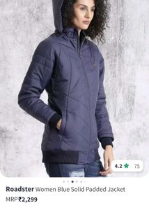 Roadster Blue Padded Jacket L
