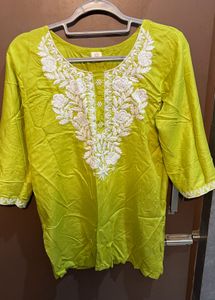 Lime Green Embroidered Kurta