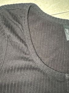 Classic Black Ribbed Henley Top