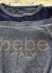 Bebe Italy Rhinestone Shoulder-cut Top