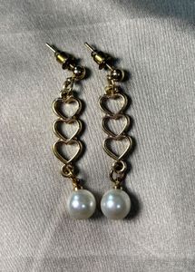 Chic Heart Pearl Drop Earrings &amp; Leaf Earring