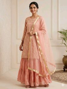 Elegant Peach Kurta Set with Dupatta