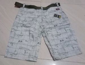 Patterned Men's Shorts with Belt