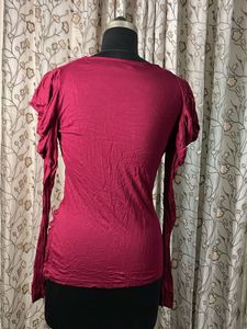French Connection Maroon Wrap Style Top
