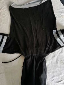 Stylish Black Hoodie with Grey Accents