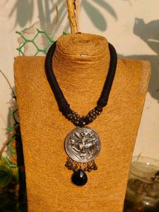 Handmade Blue Cord Pendant antique finish Necklace